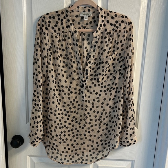Ann Taylor Tops - Ann Taylor Black and Cream Polka Dot Blouse